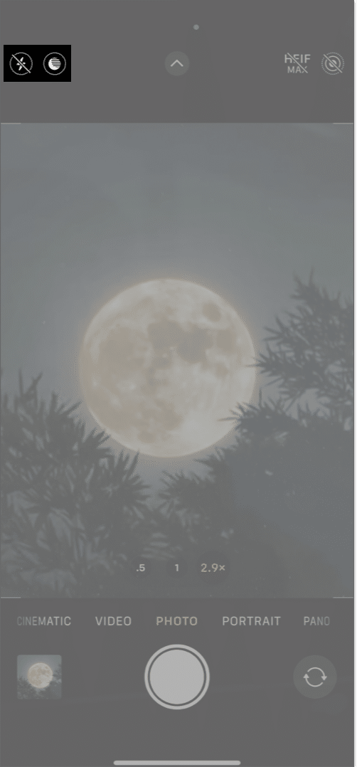 Enable night mode disable flash mode
