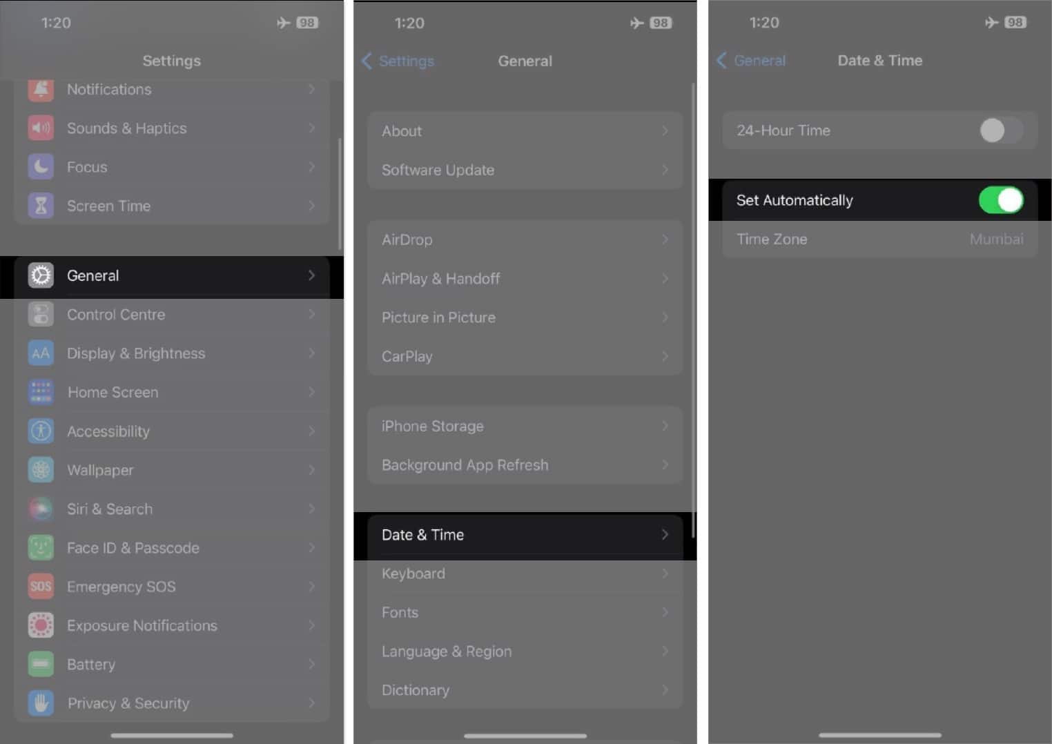 Fix Date and Time settings go to Settings navigate to General select Date and Time turn on the Set Automatically toggle