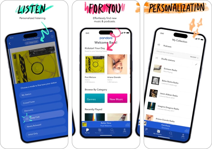 Pandora  Music  Podcasts best entertainment iPhone app you must have