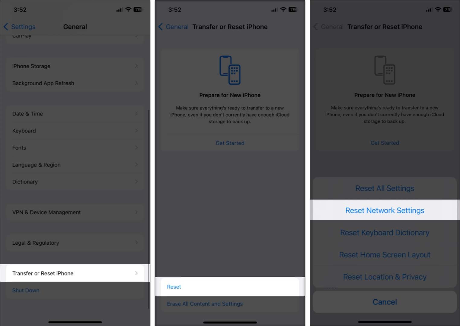 Resetting Network Settings on an iPhone