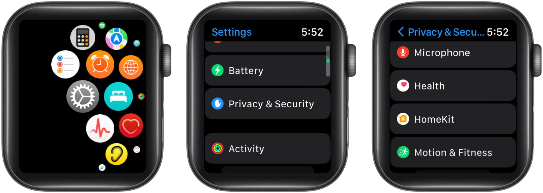 Tap Privacy and Security select Health on Apple Watch