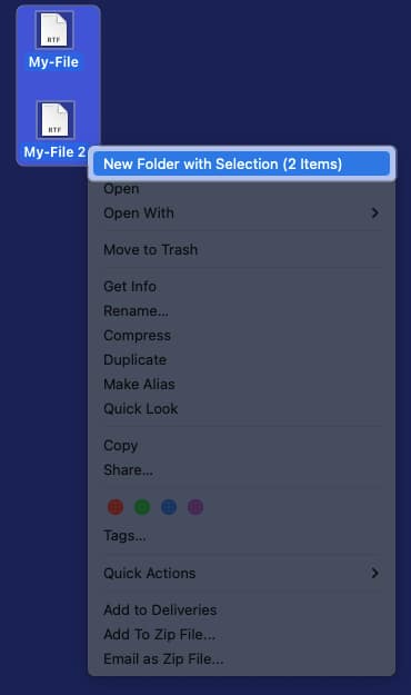 Use shortcut to move files and folders on Mac