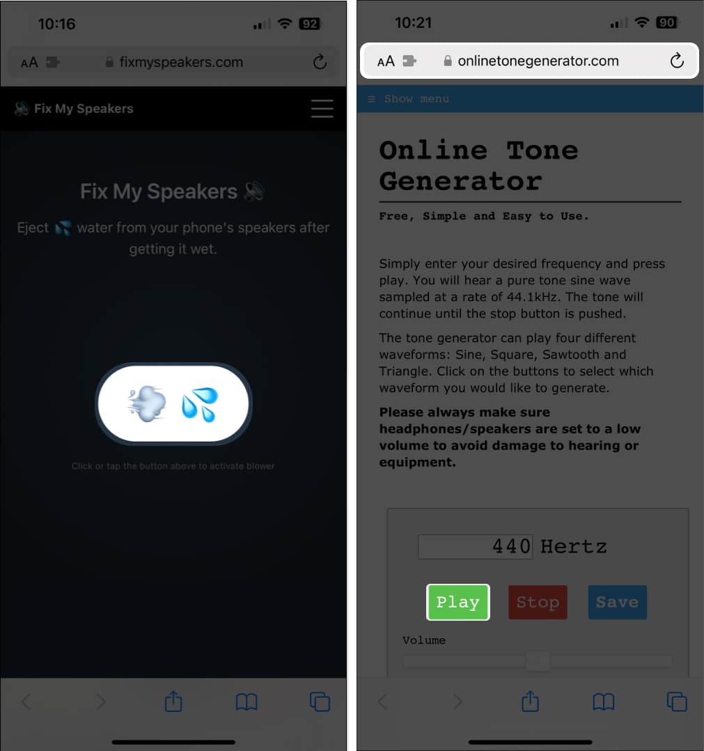 Using online tone generators