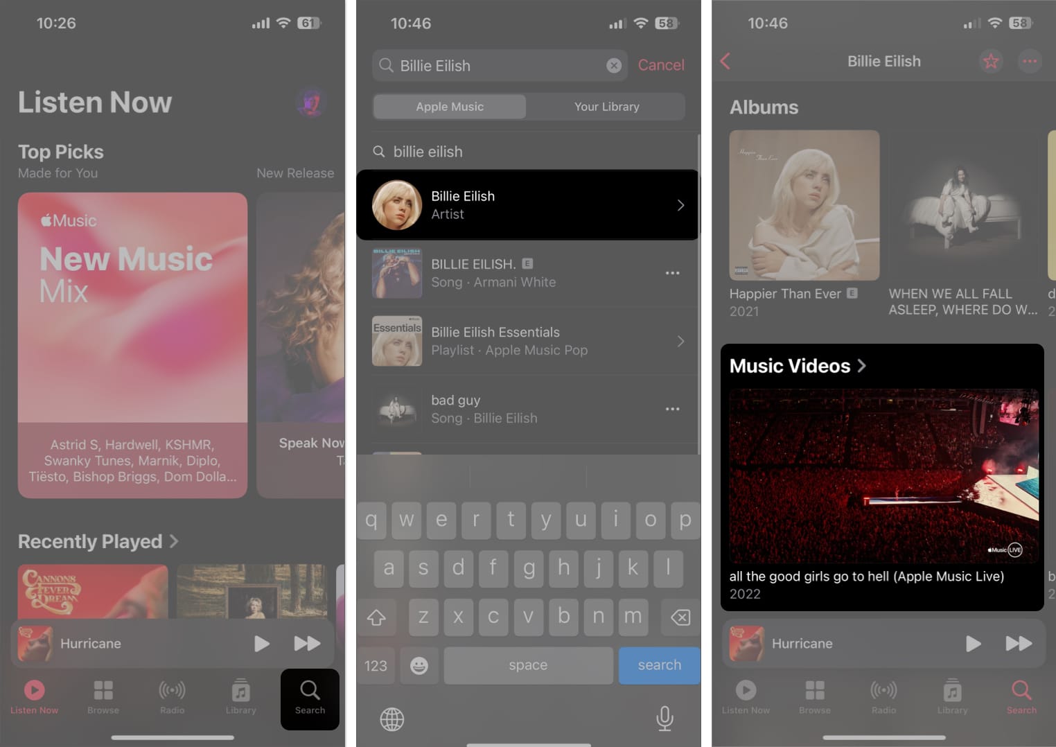 access music videos from the artist page