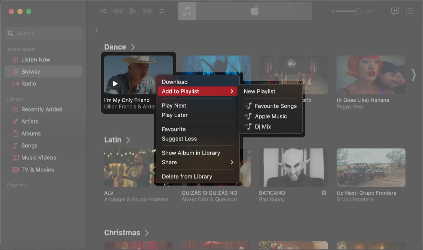 add a music video to playlist on mac