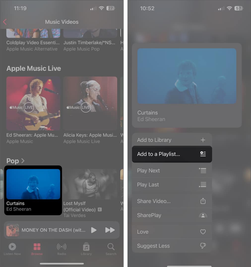 add music video to playlist in apple music