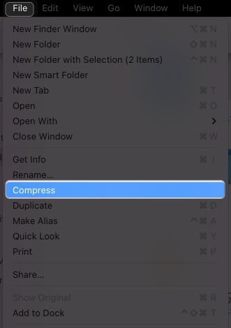 click file select compress in finder