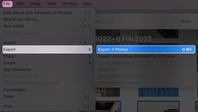 click file select export click export photos in photos