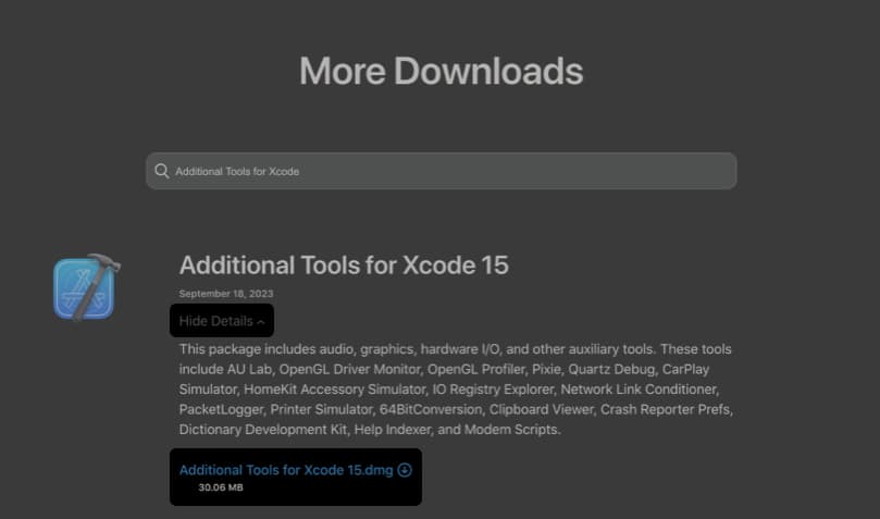 download additional tools for xcode