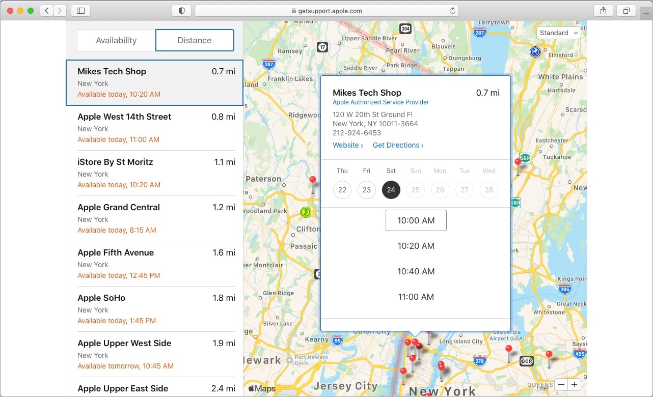 Enter your ZIP code choose an Apple Store or Authorized Service Provider and set date and time