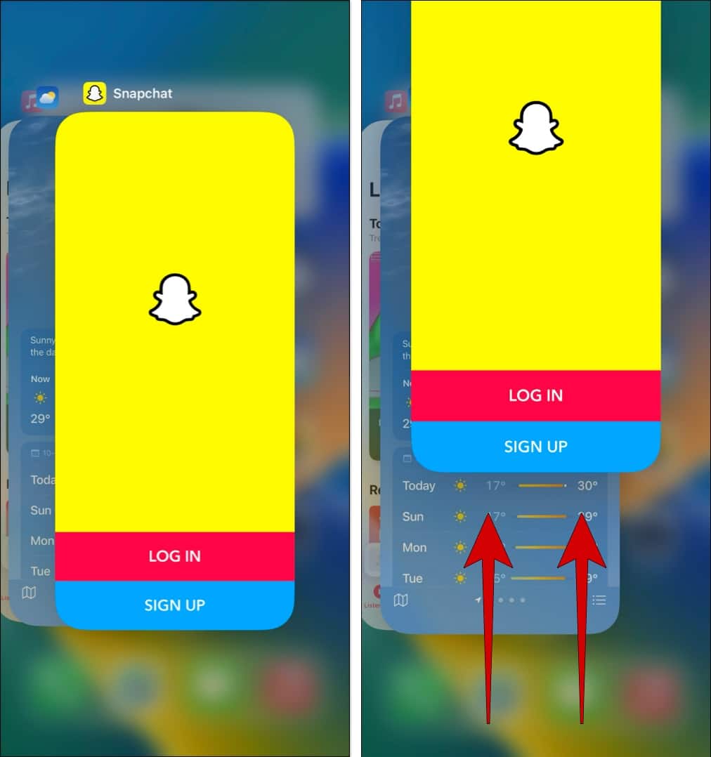 force close and relaunch snapchat