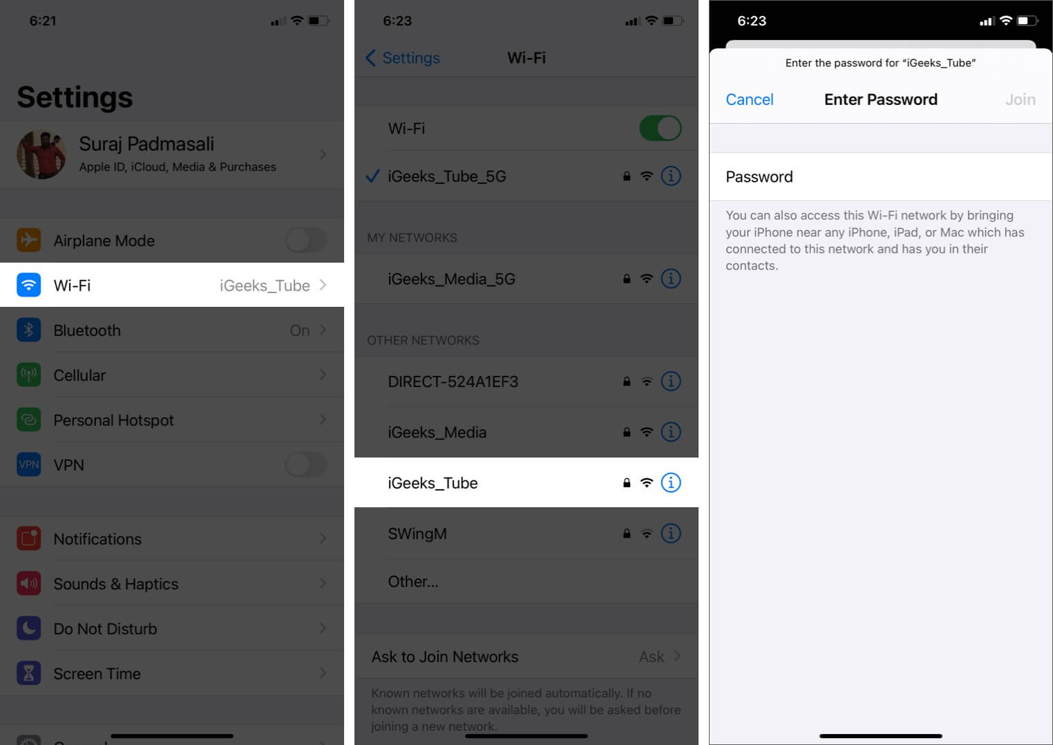 join wi fi network on iphone