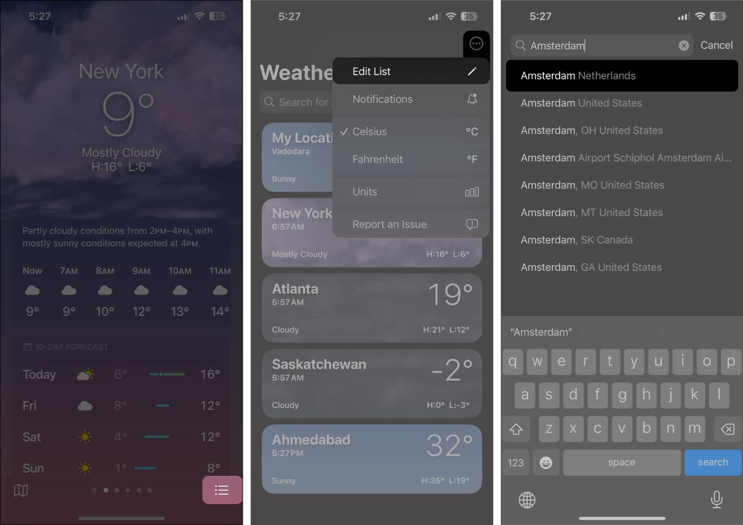 manually add location in weather app