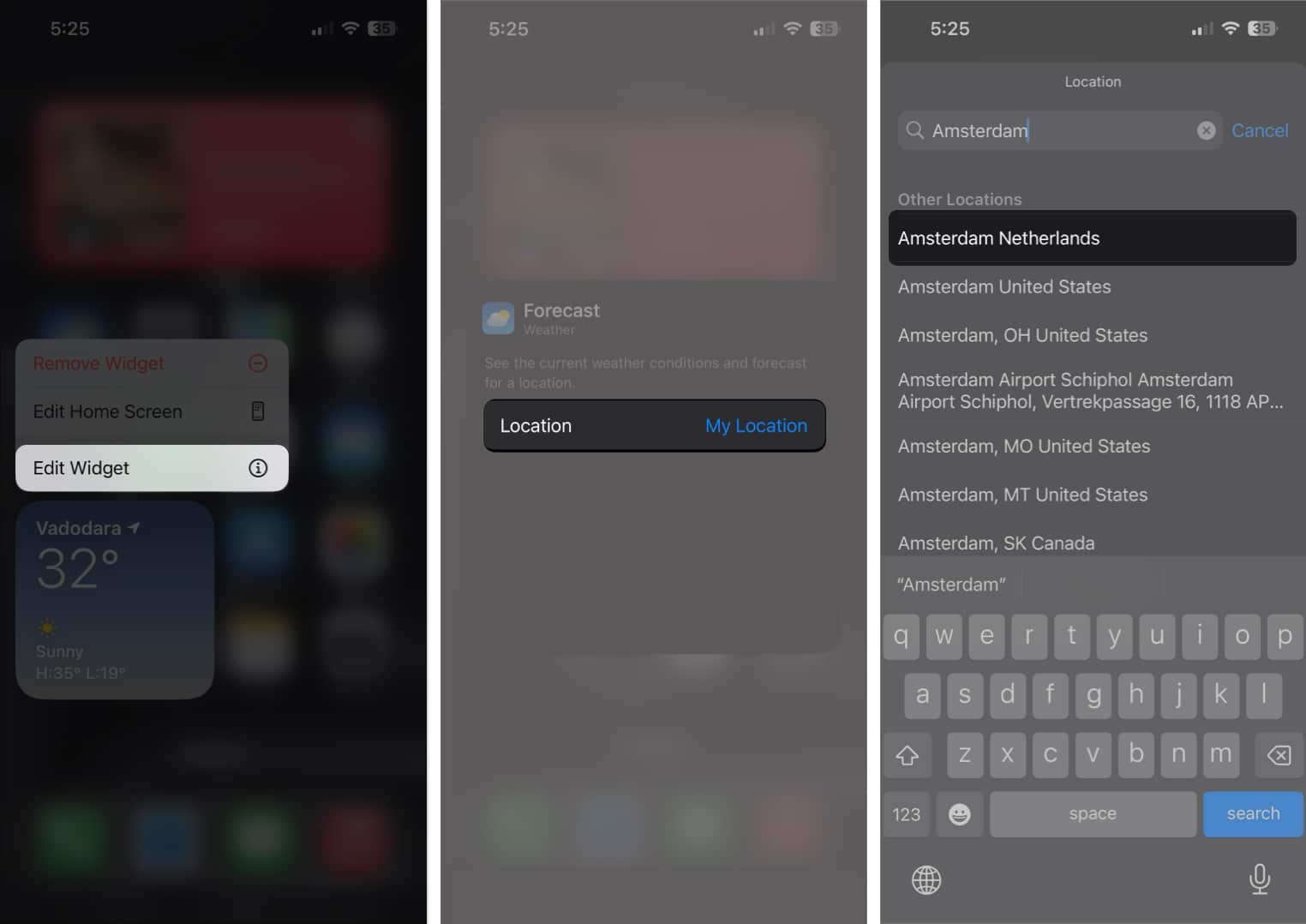 manually add location in weather widget