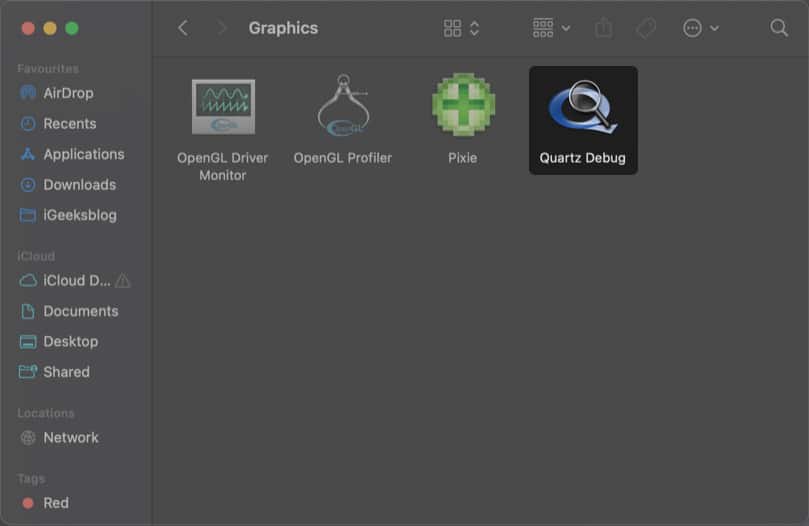 open quartz debug