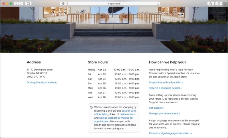 See Apple Store address phone number directions store hours and more