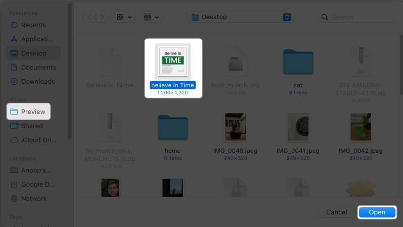 select the photo click open in preview