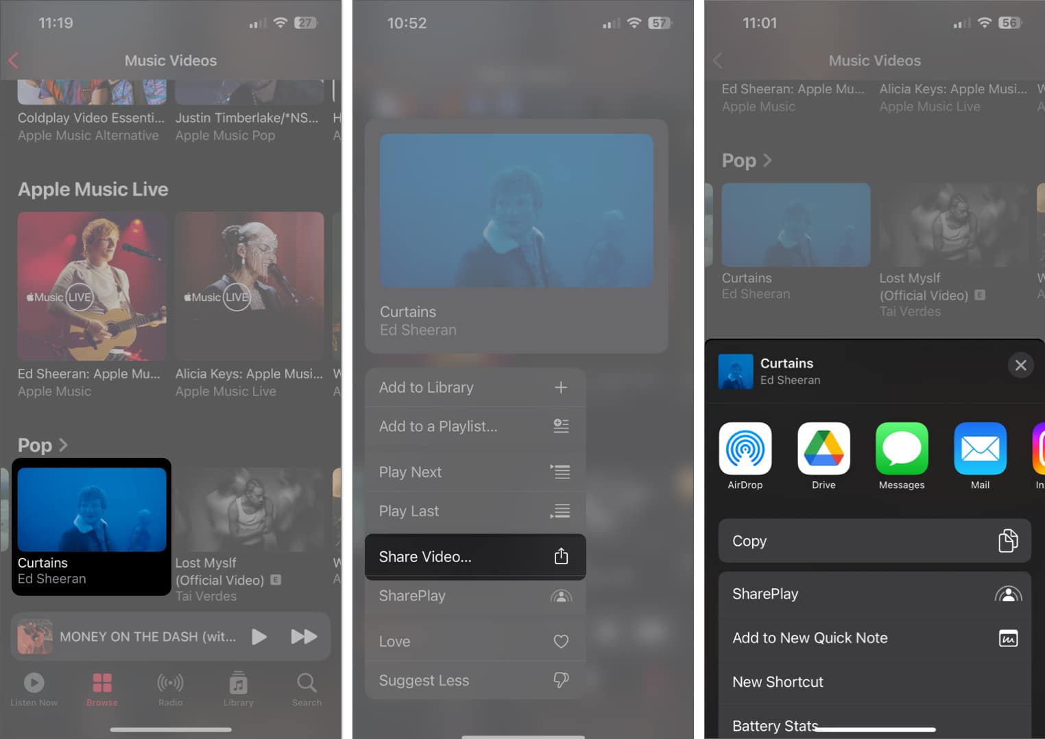 sharing music videos in apple music