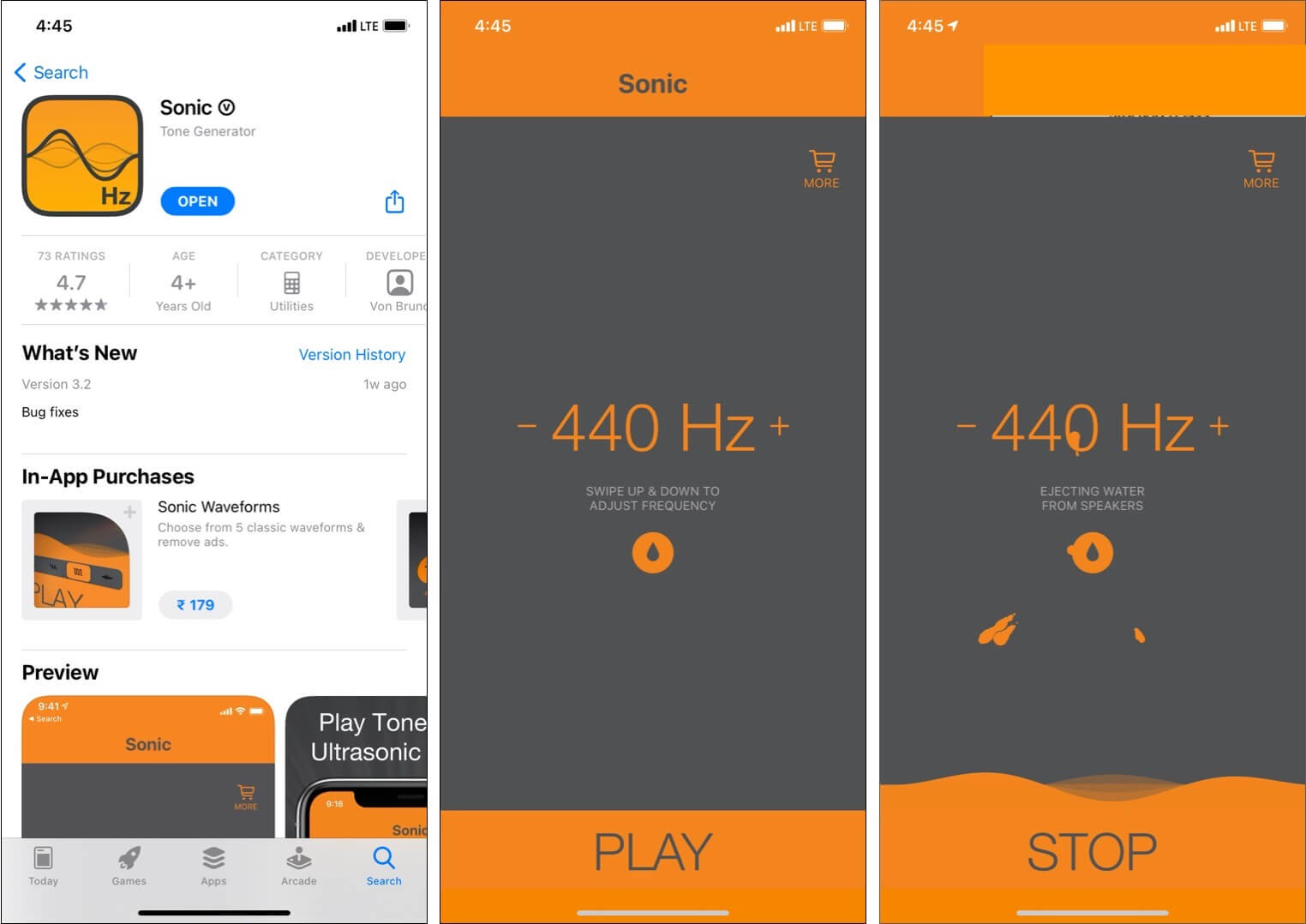 Use sonic app to eject water from iphone speaker grill 1