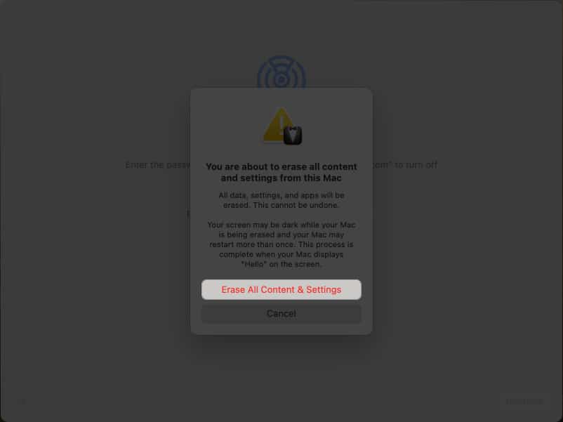 Click Erase All Content Settings
