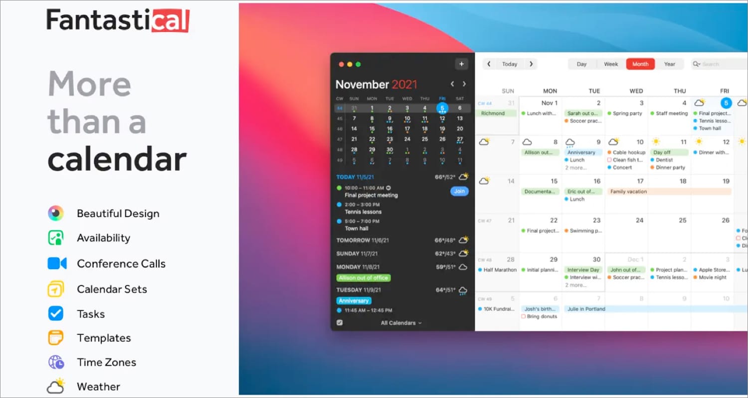 Fantastical   Calendar Mac app screenshot