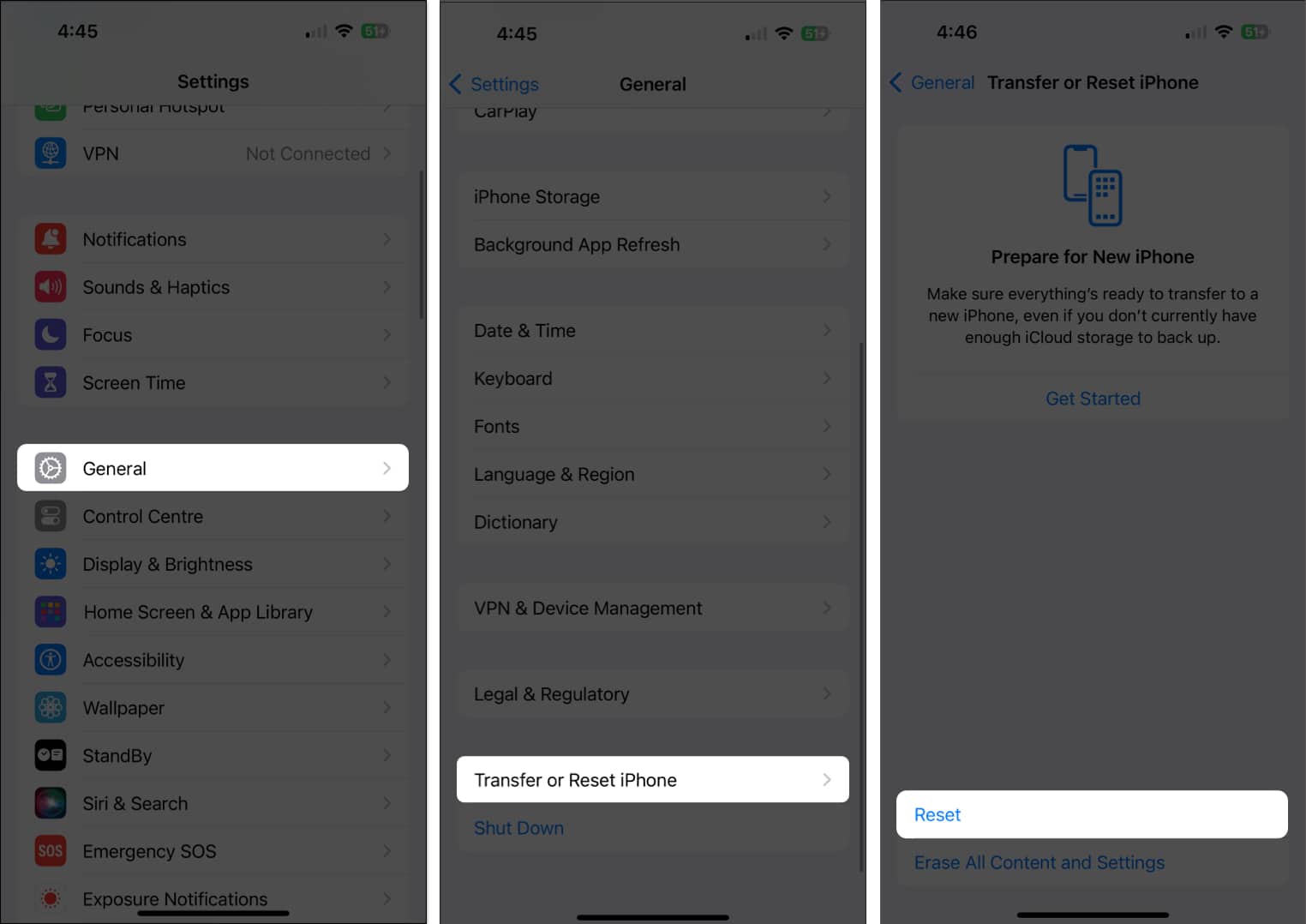 General Transfer or Reset iPhone Reset iPhone