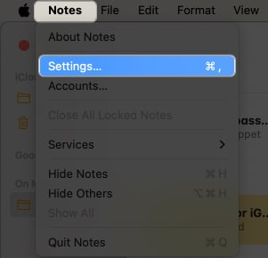 Notes Settings