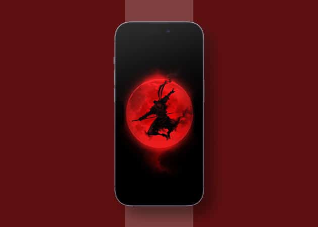Samurai Red and Black iPhone Wallpaper