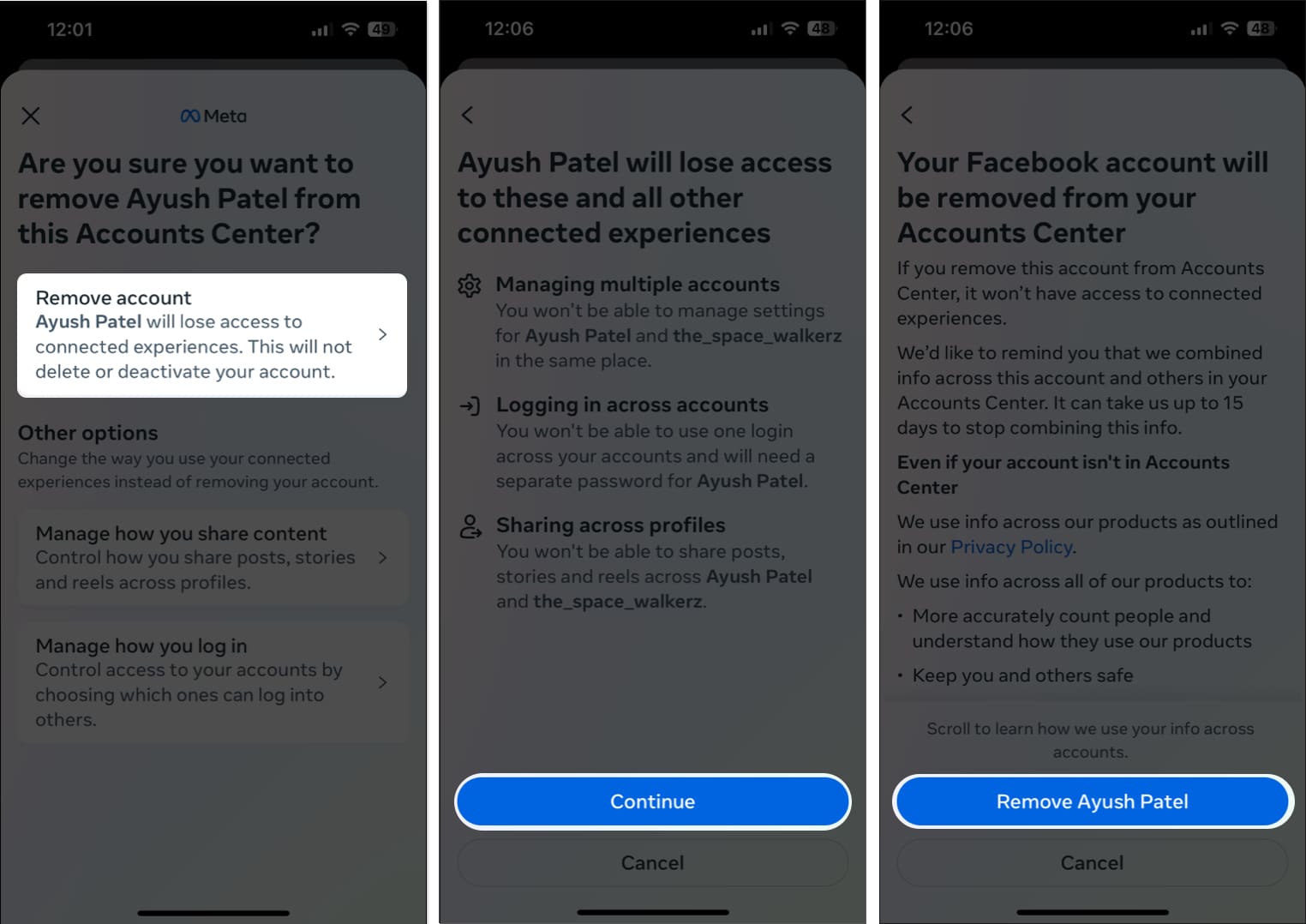 Remove your Facebook Account from Instagram