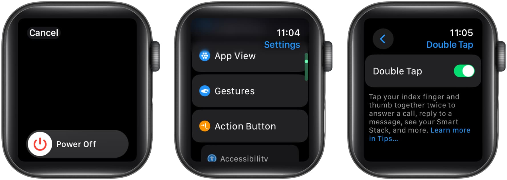 Restart Apple Watch Enable Double Tap