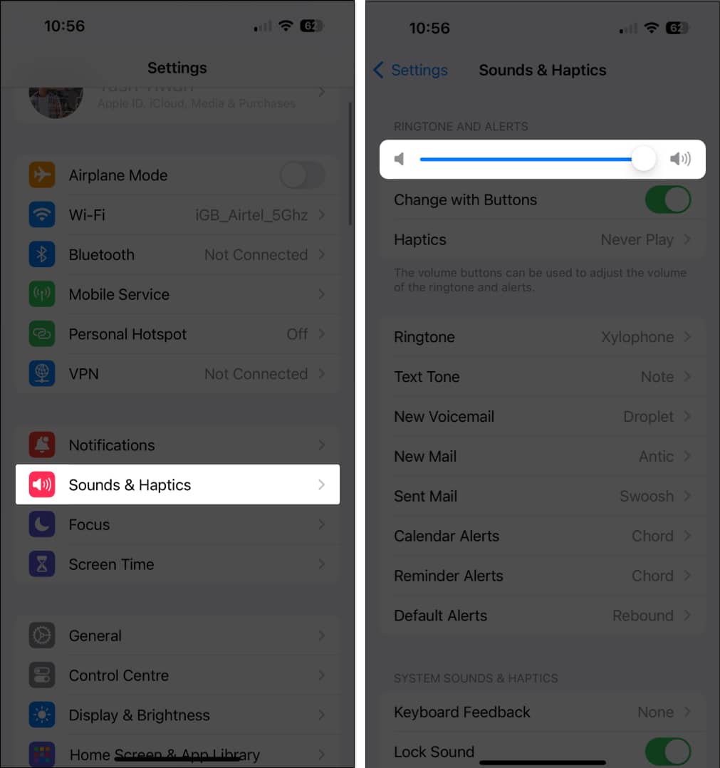 Sounds  Haptics change the volume
