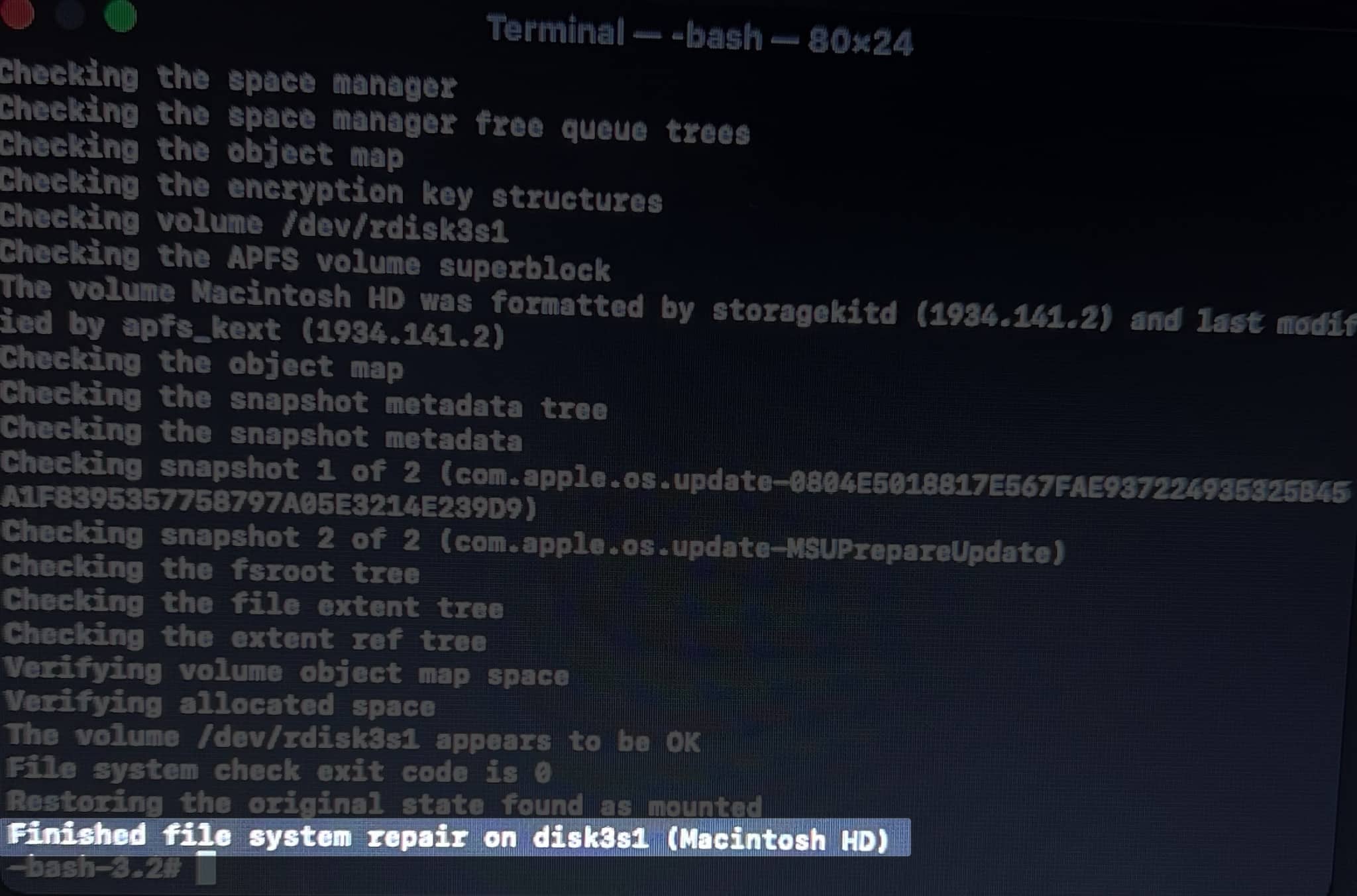 Verify if the drive repair is complete