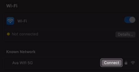 click connect in wi fi on mac