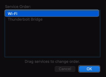 drag wi fi at top hit ok in network settings