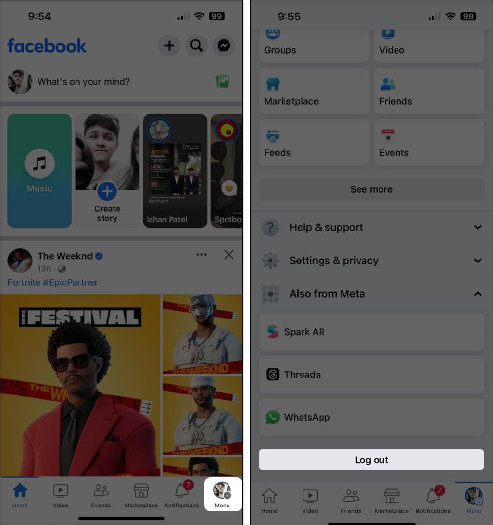 log out of facebooK