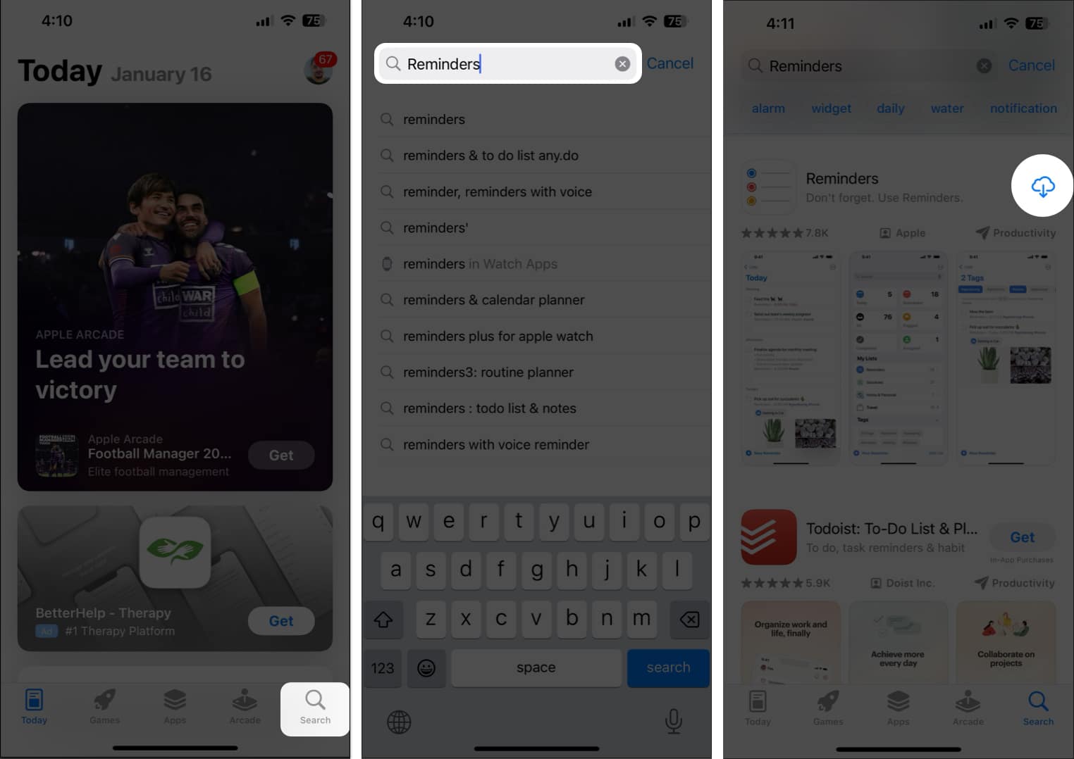 re install reminders app