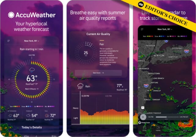 AccuWeather weather app for iPhone
