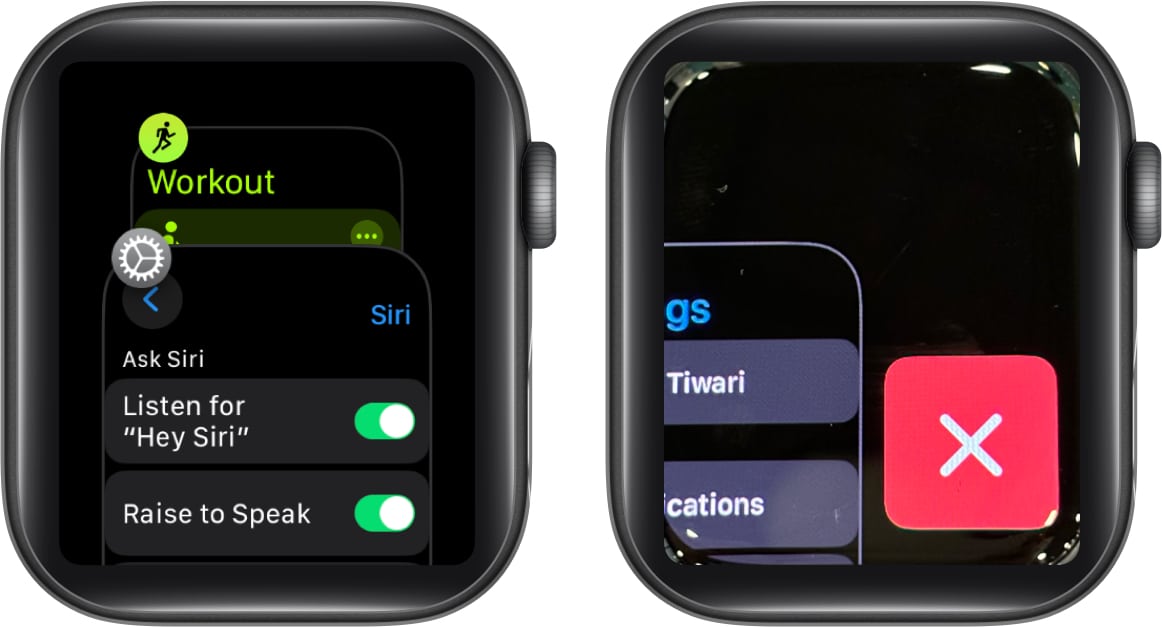 Swipe right on the app in App Switcher