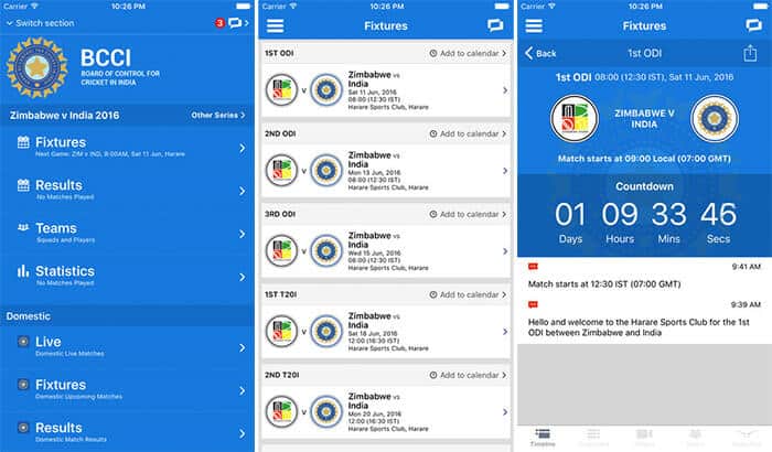 BCCI iPhone App Screenshot