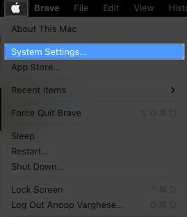 Click Apple logo System Settings
