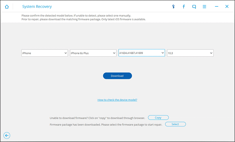 Click on Download in DrFone Software on Mac or Windows PC