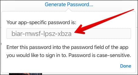 Copy the password you have just created