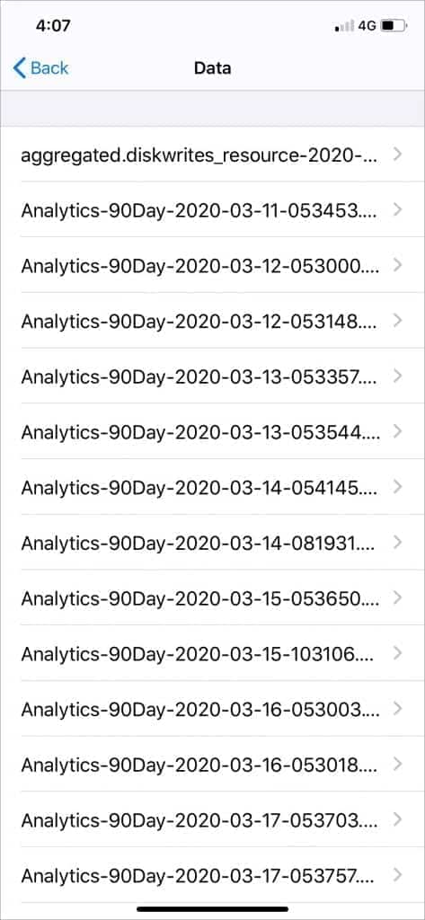 Delete analytics data on iPhone