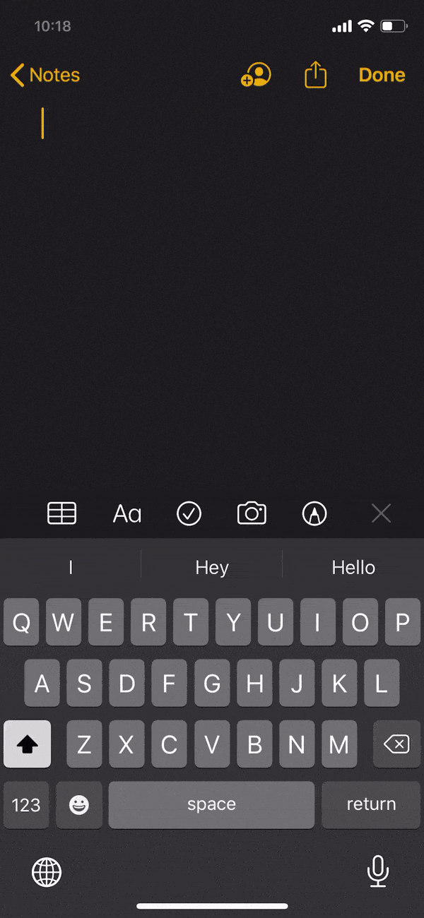 Double tap Space bar to type a period on iPhone