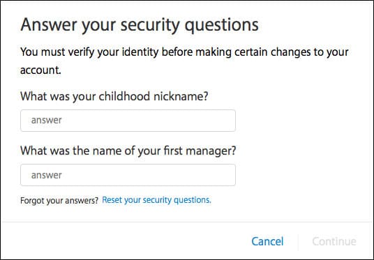 Enter Your Apple ID Security Questions and Answers on PC or Mac