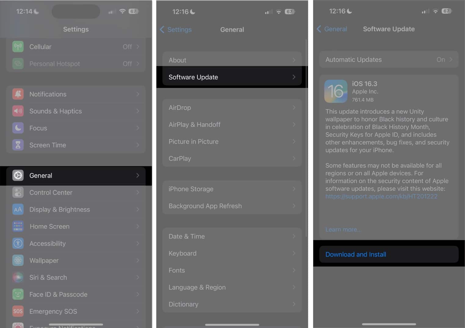 Go to Settings General Software Update download and install