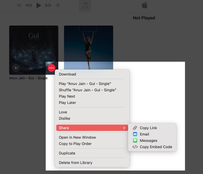 Hover the mouse over the playlist click three dots select share choose how you want to share