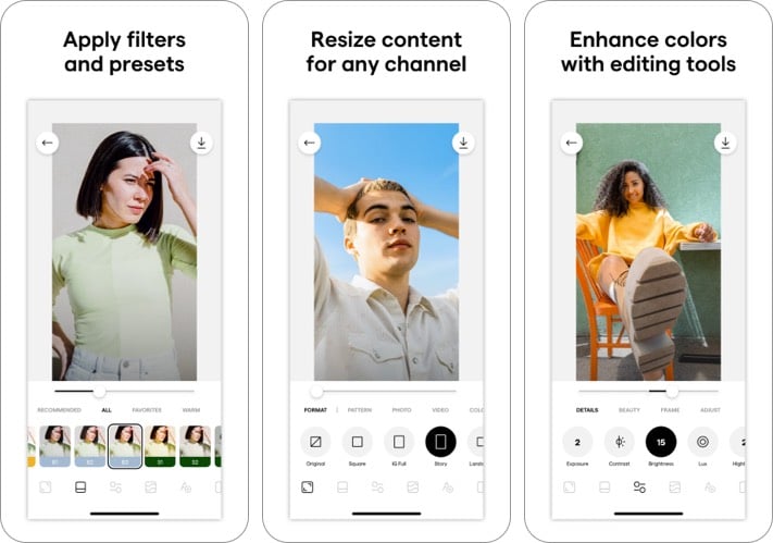Instasize Photo Editor + Video Photo Filter app for iPhone