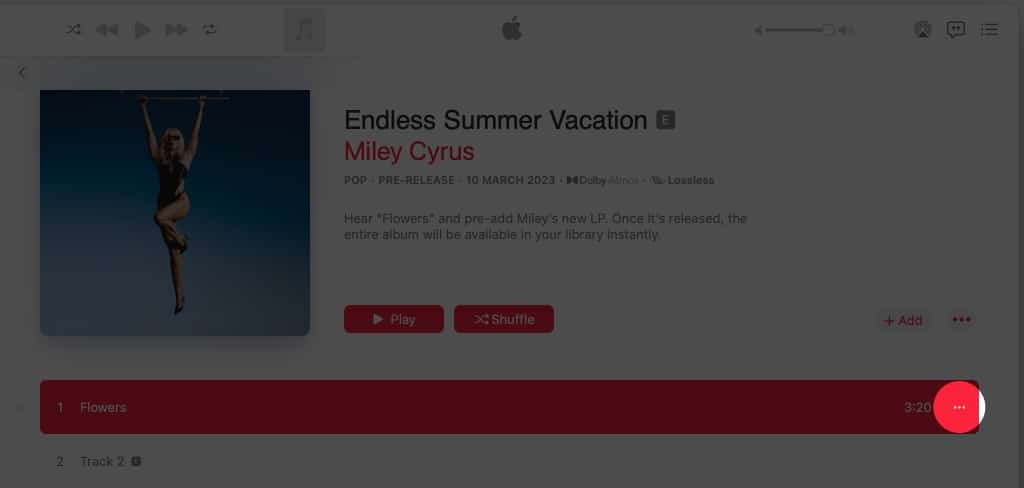 Open music app select song tap three dots