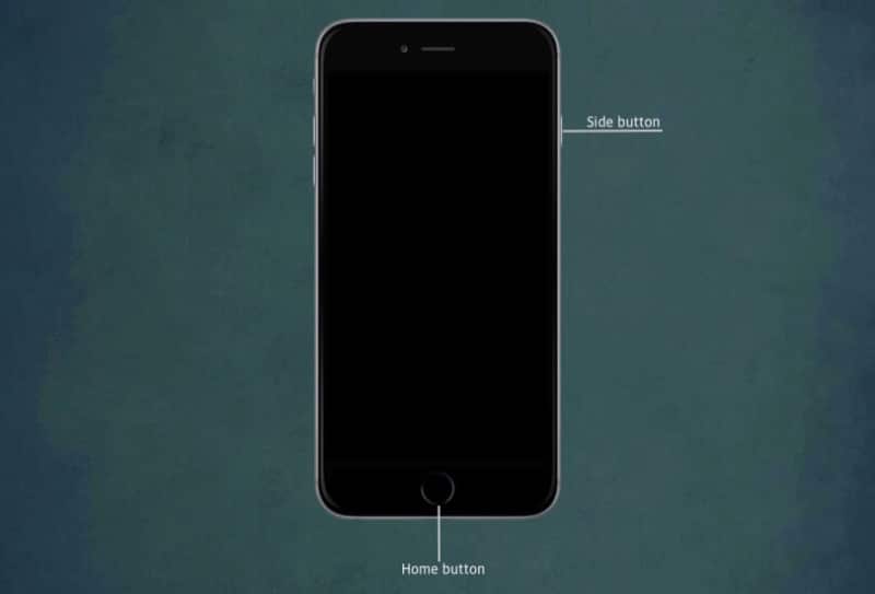 Press Home Button and Side Button Together on iPhone 6s